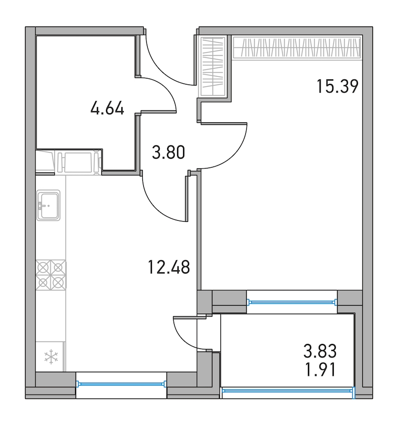 1-комнатная, 36 м² — ЖК ЖК Дом на Львовской