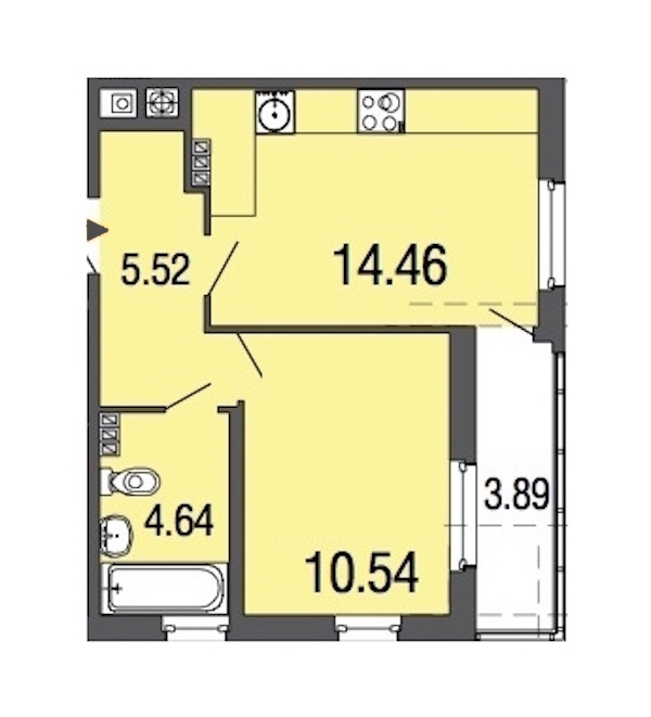 1-комнатная, 35 м² — ЖК ЖК ЭкоСити