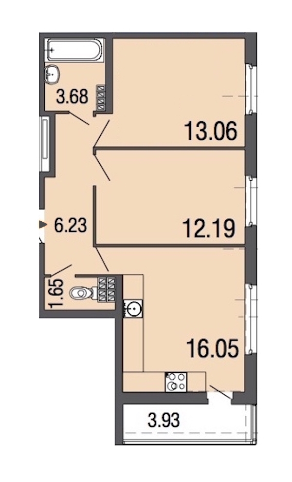 2-комнатная, 53 м² — ЖК ЖК ЭкоСити