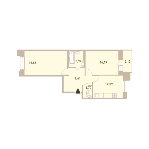 2-комнатная, 61 м² — ЖК ЖК Новый Лесснер