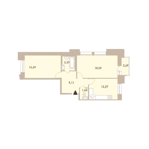 2-комнатная, 62 м² — ЖК ЖК Новый Лесснер