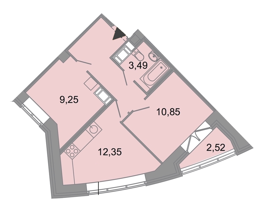 1-комнатная, 45 м² — ЖК ЖК Архитектор