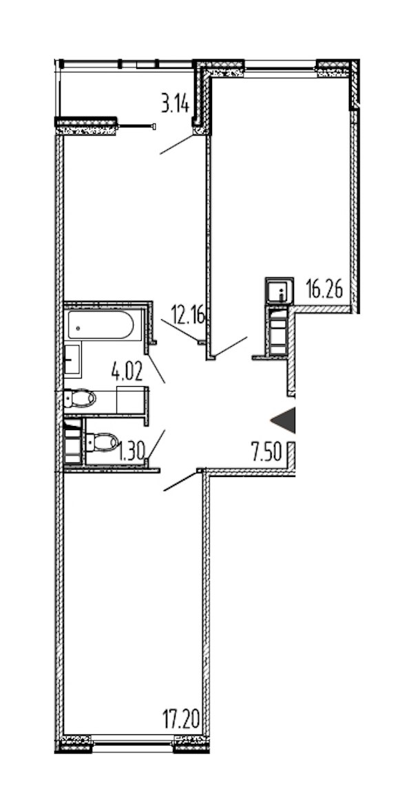 2-комнатная, 59 м² — ЖК ЖК Полис на московской