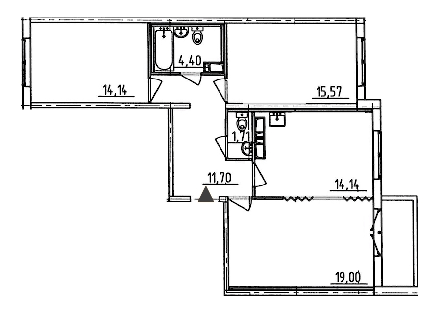 3-комнатная, 83 м² — ЖК ЖК Аэросити