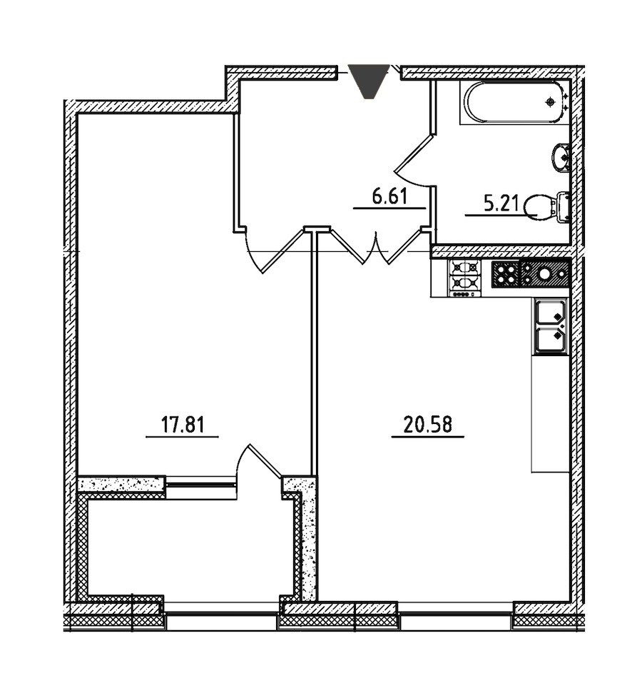 1-комнатная, 53 м² — ЖК ЖК Петровская доминанта