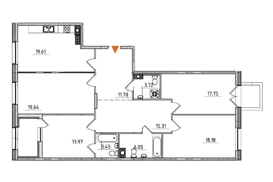 4-комнатная, 133 м² — ЖК ЖК Петровская доминанта