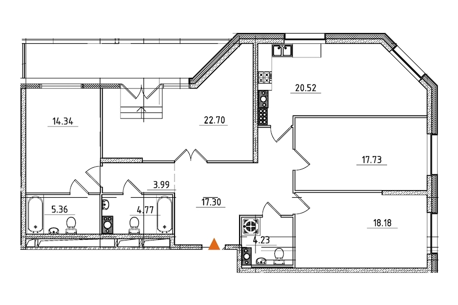 4-комнатная, 133 м² — ЖК ЖК Петровская доминанта