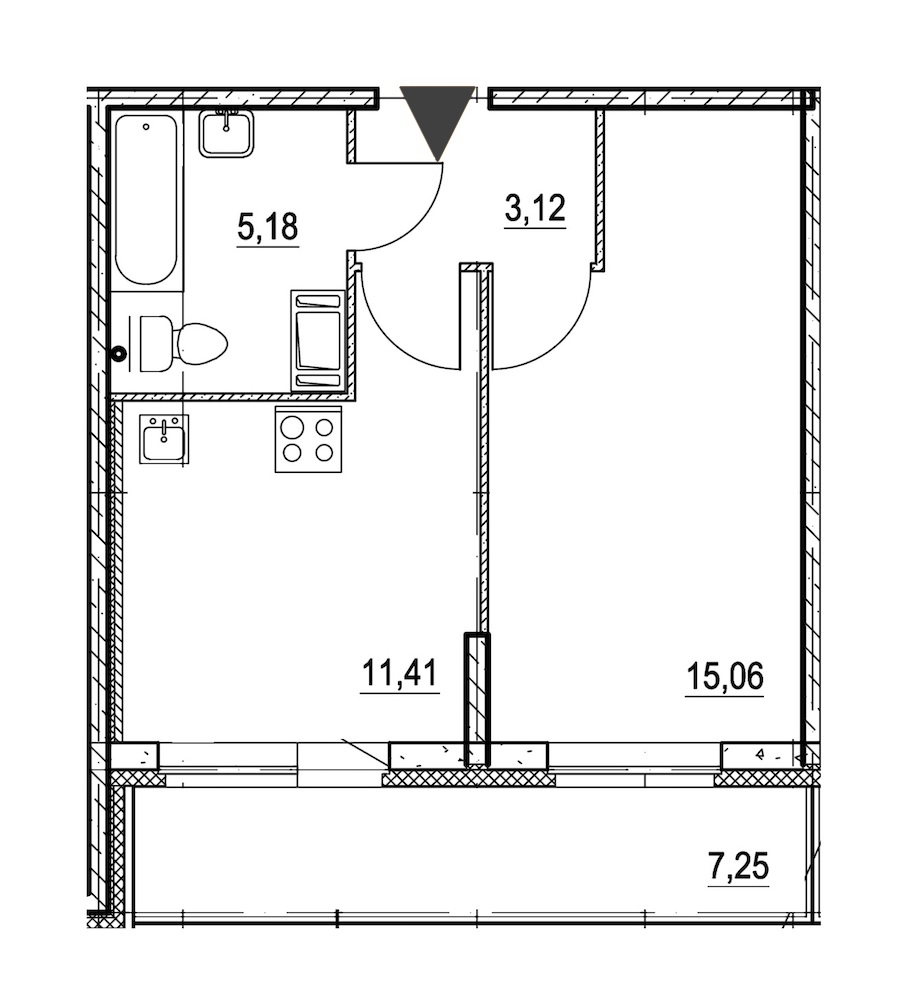 1-комнатная, 38 м² — ЖК ЖК Охта Хаус
