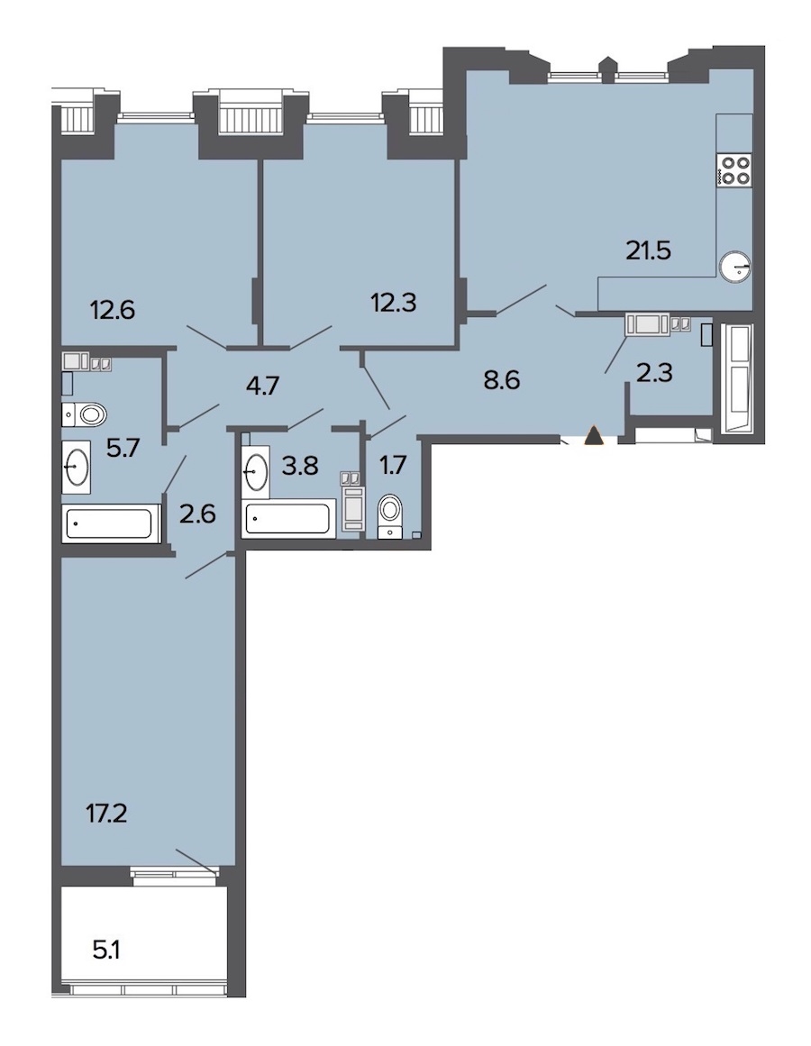 3-комнатная, 93 м² — ЖК Клубный дом Болконский