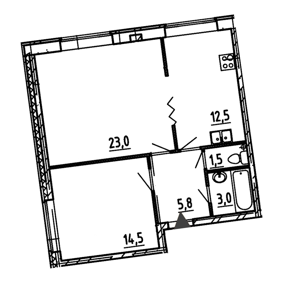2-комнатная, 60 м² — ЖК ЖК Эталон на Неве