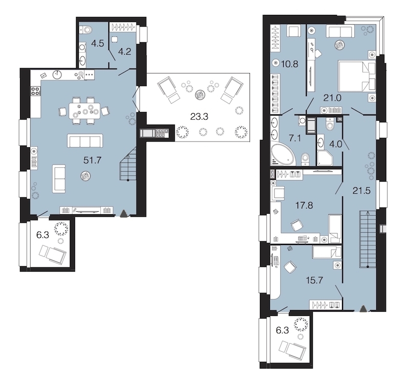 3-комнатная, 158 м² — ЖК ЖК Futurist (Футурист)