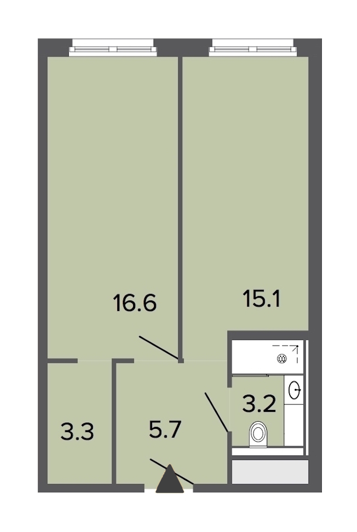 1-комнатная, 44 м² — ЖК Апарт-отель Studio Moskovsky (Студио Московский)