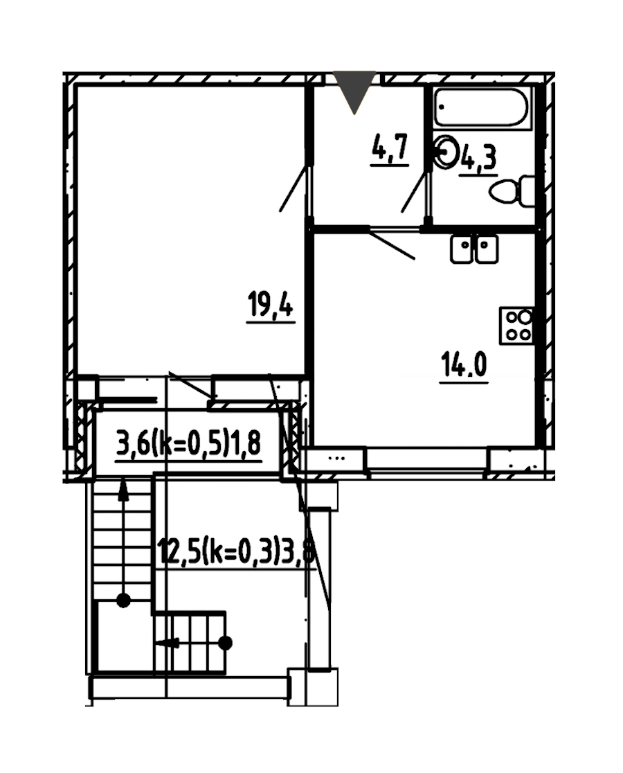 1-комнатная, 48 м² — ЖК ЖК Эталон на Неве