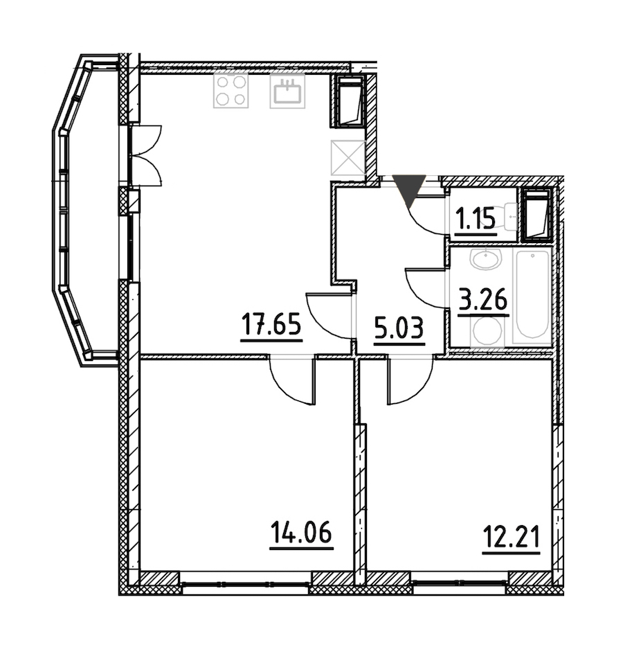 2-комнатная, 55 м² — ЖК ЖК Yoga (Йога)