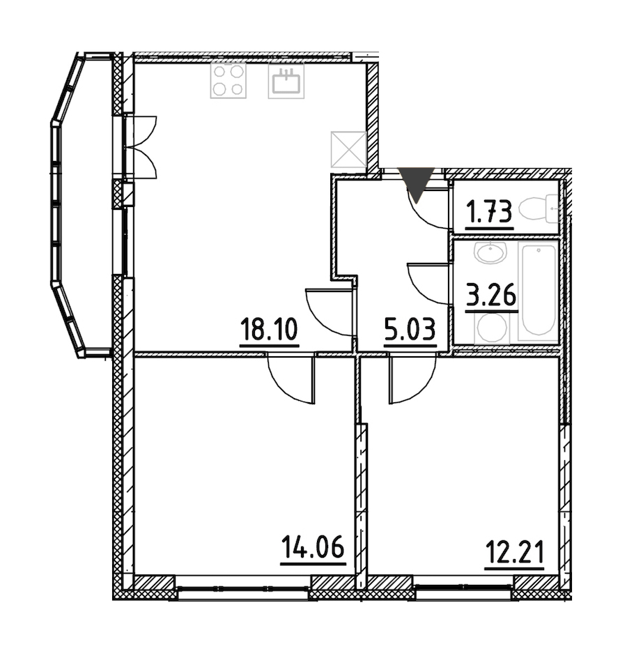 2-комнатная, 56 м² — ЖК ЖК Yoga (Йога)