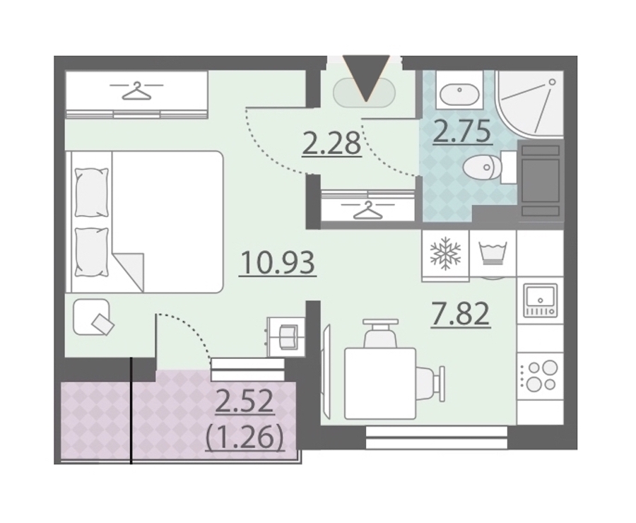 1-комнатная, 25 м² — ЖК ЖК Ручьи