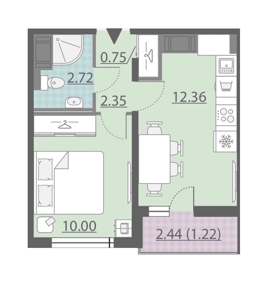 1-комнатная, 29 м² — ЖК ЖК Ручьи