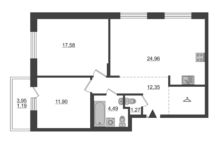 2-комнатная, 74 м² — ЖК ЖК ID Мурино (Айди Мурино)