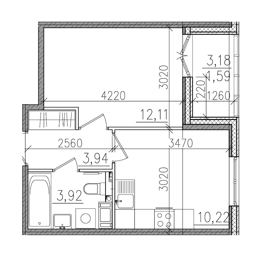 1-комнатная, 32 м² — ЖК ЖК Янила Драйв