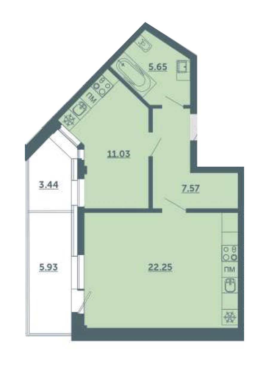 1-комнатная, 49 м² — ЖК ЖК Лахта Парк