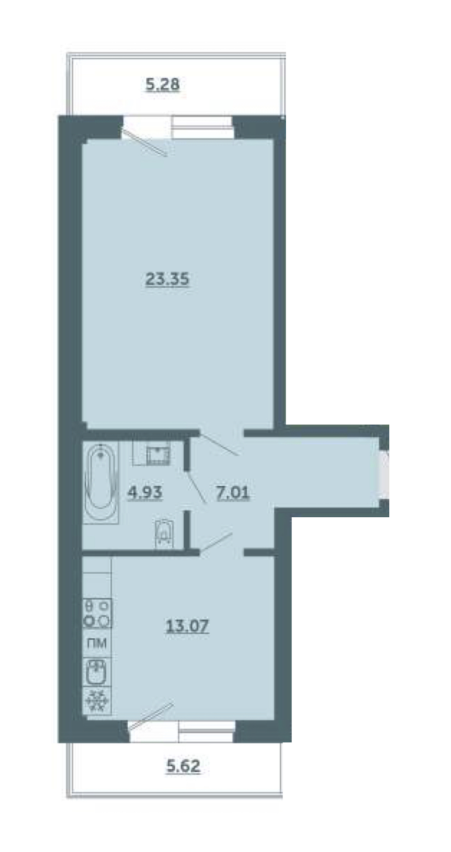 1-комнатная, 52 м² — ЖК ЖК Лахта Парк
