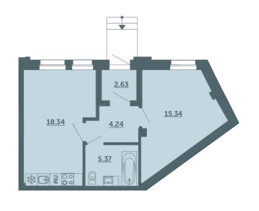 1-комнатная, 46 м² — ЖК ЖК Лахта Парк