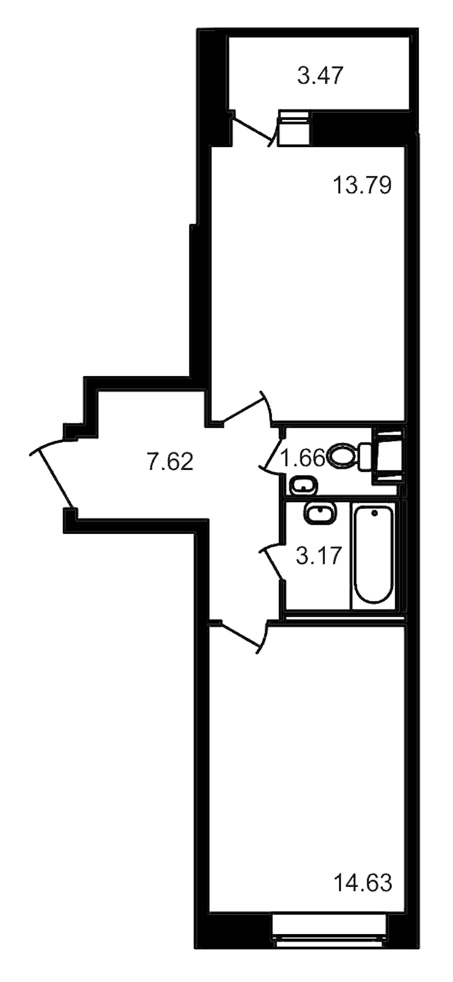 1-комнатная, 44 м² — ЖК ЖК Северный