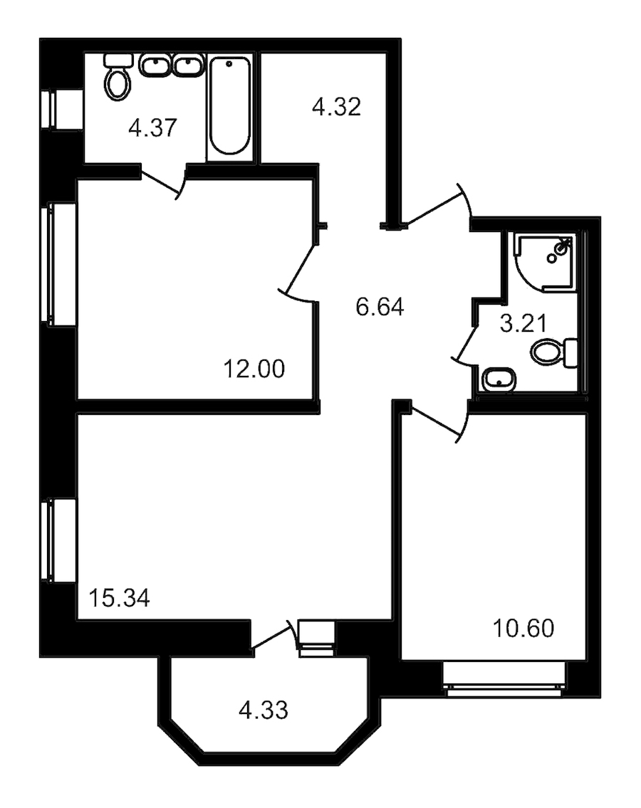2-комнатная, 61 м² — ЖК ЖК Северный