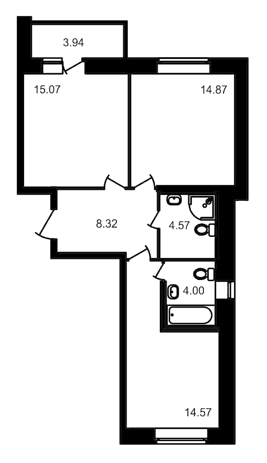 2-комнатная, 65 м² — ЖК ЖК Северный