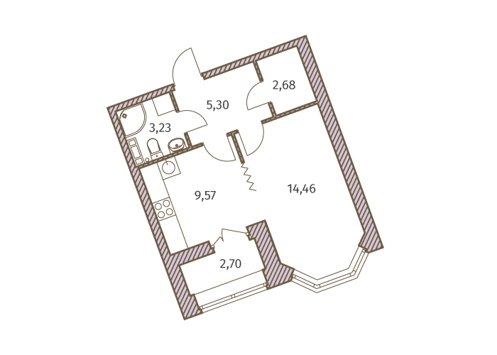 1-комнатная, 37 м² — ЖК ЖК Новое Купчино