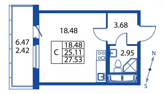 Студия, 27 м² — ЖК ЖК Полис на Неве