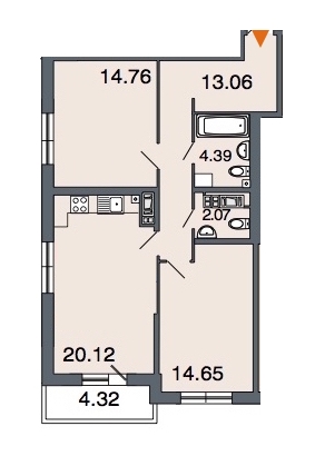2-комнатная, 70 м² — ЖК ЖК Петровская ривьера