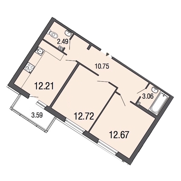 2-комнатная, 54 м² — ЖК ЖК ЭкоСити