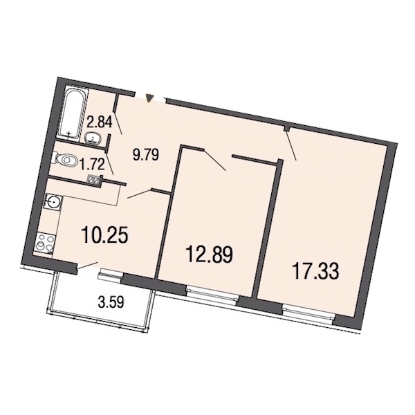 2-комнатная, 55 м² — ЖК ЖК ЭкоСити
