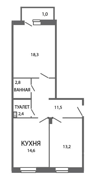 2-комнатная, 63 м² — ЖК ЖК ЗемлЯнино