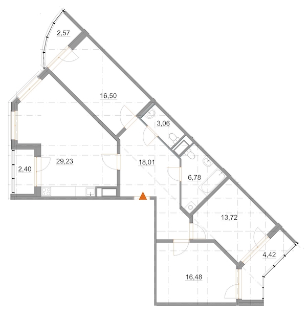 3-комнатная, 108 м² — ЖК ЖК Два Ангела