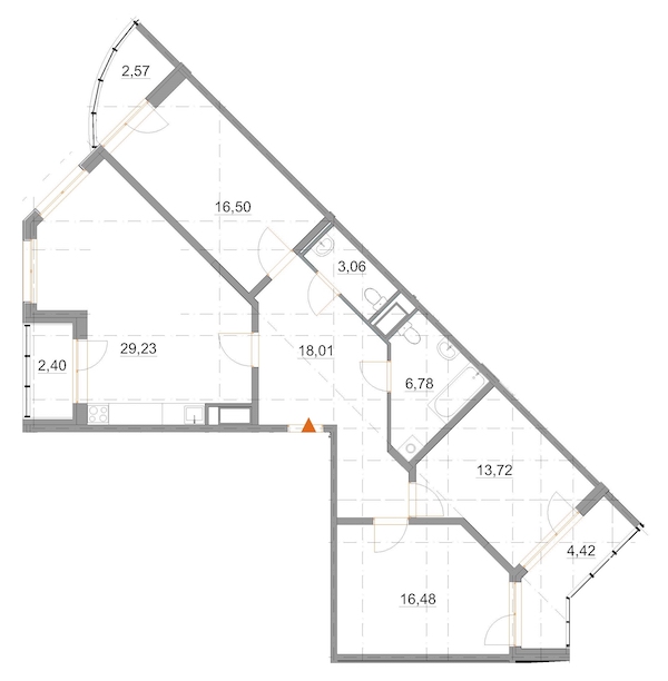 3-комнатная, 109 м² — ЖК ЖК Два Ангела