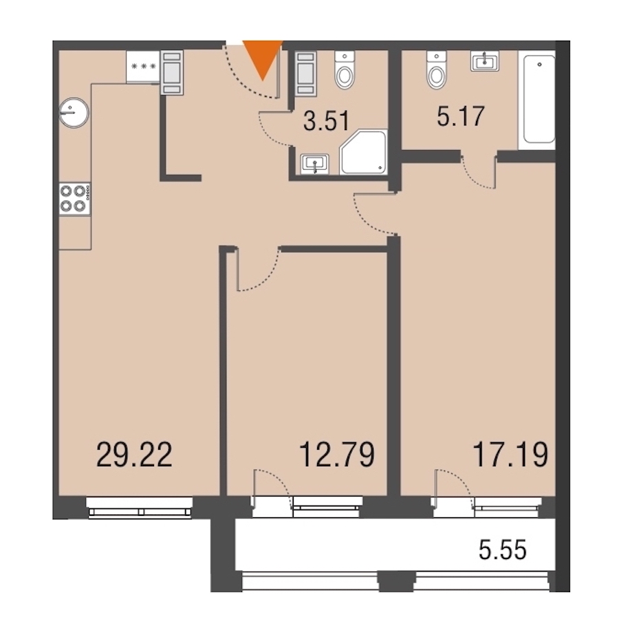 2-комнатная, 68 м² — ЖК Апарт-отель Русские сезоны