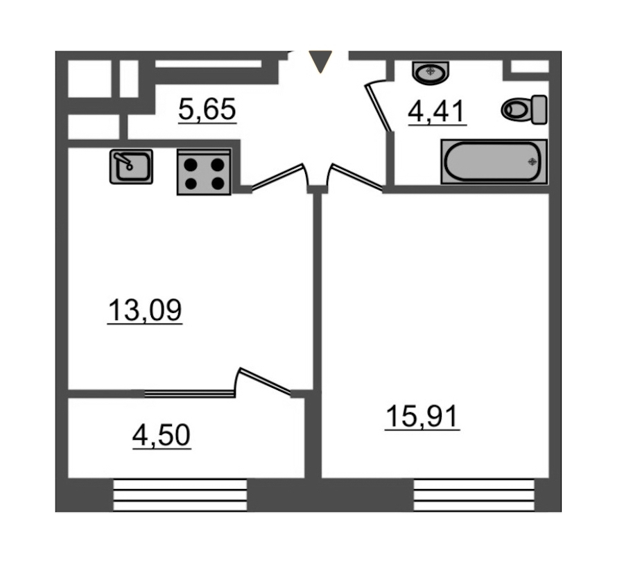 1-комнатная, 44 м² — ЖК ЖК Botanica (Ботаника)