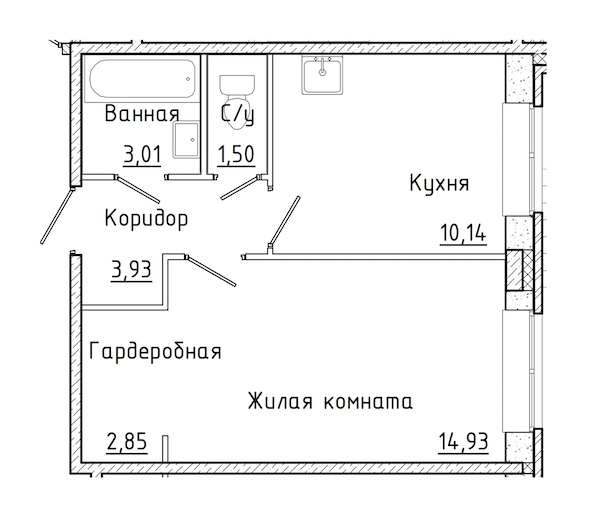 1-комнатная, 36 м² — ЖК ЖК Мурино 2019