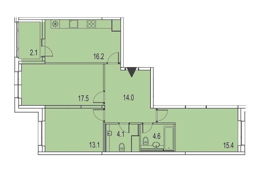 3-комнатная, 87 м² — ЖК ЖК Лайф Лесная