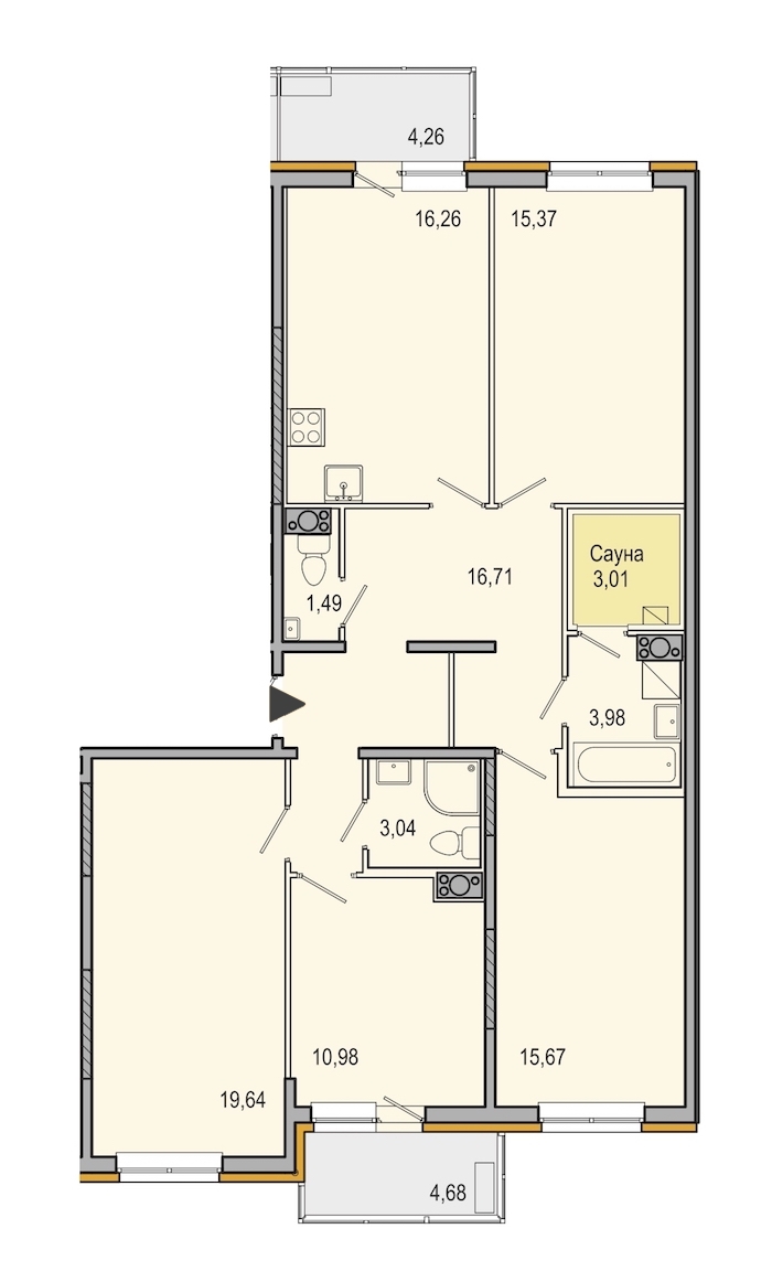 4-комнатная, 107 м² — ЖК ЖК ТАРМО