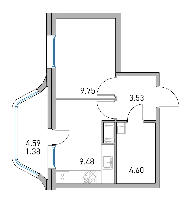 1-комнатная, 27 м² — ЖК ЖК Дом на Львовской
