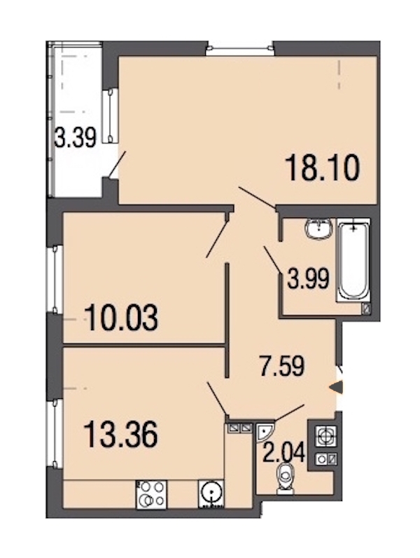 2-комнатная, 55 м² — ЖК ЖК ЭкоСити