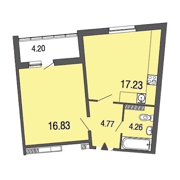1-комнатная, 43 м² — ЖК ЖК ЭкоСити