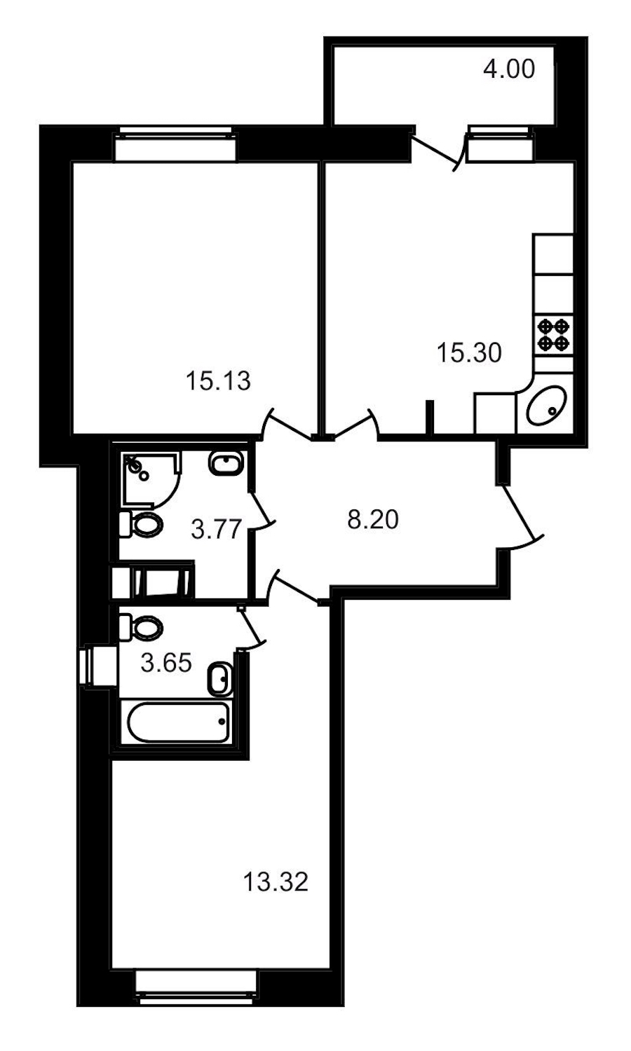 2-комнатная, 63 м² — ЖК ЖК Северный