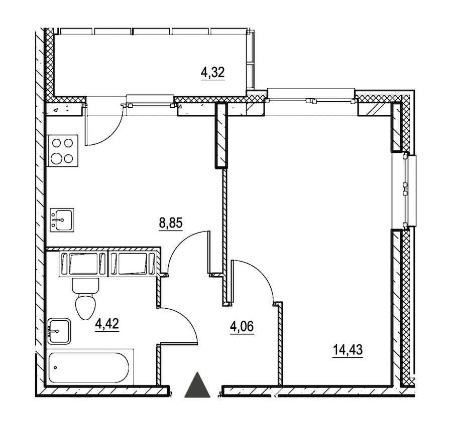 1-комнатная, 34 м² — ЖК ЖК Охта Хаус