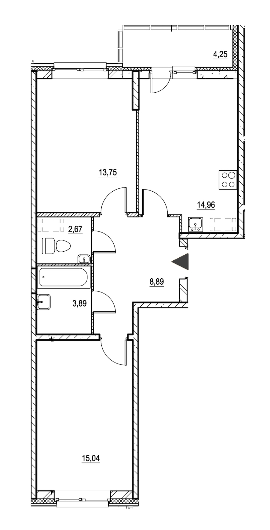 2-комнатная, 61 м² — ЖК ЖК Охта Хаус