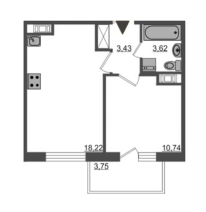 1-комнатная, 36 м² — ЖК ЖК Полис на московской