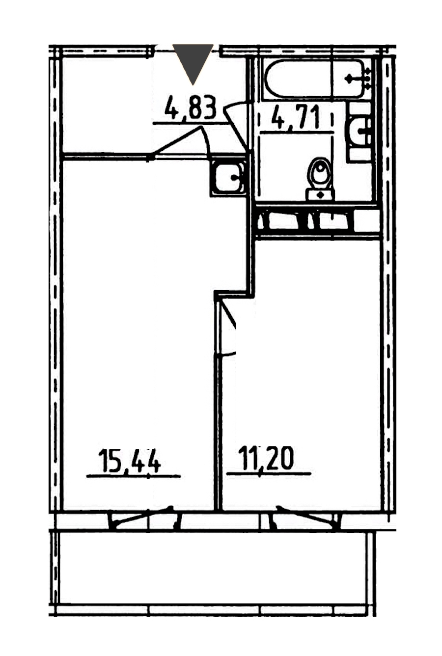 1-комнатная, 38 м² — ЖК ЖК Аэросити